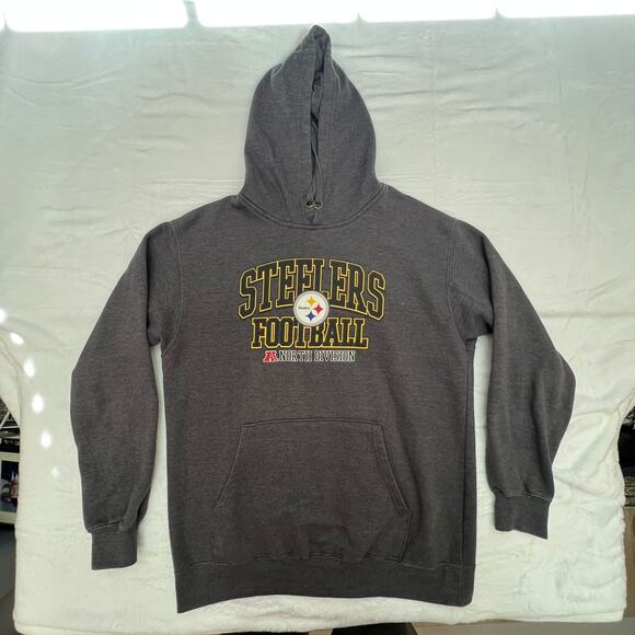 NFL Team Apparel STEELERS Football Hoodie Size L Gray NFL Graphic Sweatshirt - Picture 3 of 10